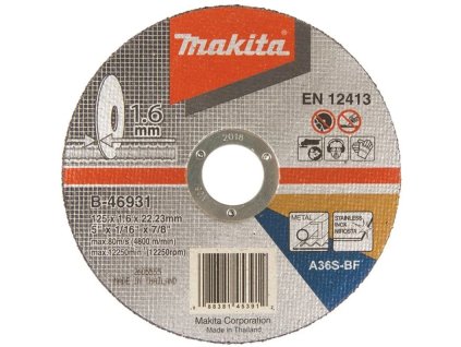 Makita B-46931 rezný kotúč 125x1,6x22 z nehrdzavejúcej ocele