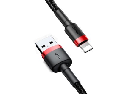 Baseus Cafule Nabíjací/dátový kábel USB na Lightning 2,4 A 1 m, červeno-čierny