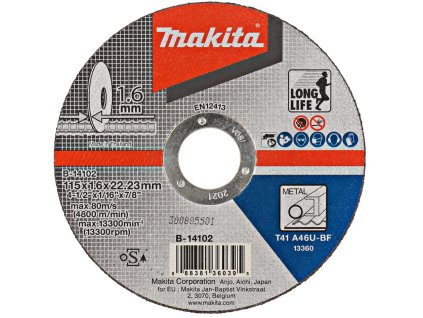 Makita B-14102 Rezný kotúč 115x1,6x22 oceľ