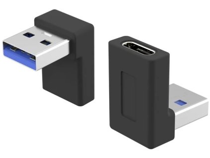 PremiumCord 90° ohnutý USB-C samica na USB3.0 typ A samec
