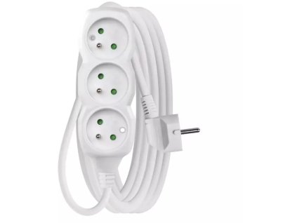 EMOS Predlžovací kábel 3 zásuvky 5 m, biely 1,5 mm2