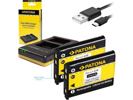 PATONA Photo Duálna rýchlonabíjačka Olympus Li-40B/42B 2x batéria 500mAh USB