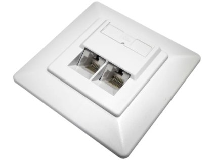 DATACOM Dátová zásuvka UTP CAT5E 2xRJ45 zapustená 45 stupňov biela