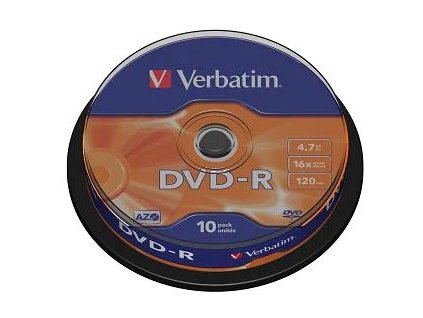 Verbatim DVD-R 16x, 4,7GB, 10 ks (Spindl)
