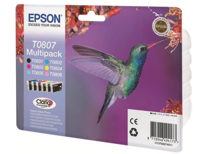 Epson T0807 multipack CLARIA pre Stylus Photo PX650,PX700W,PX710W,PX800FW,PX810FW,R265,R285,R360,RX585,RX68 - originálne C13T0807
