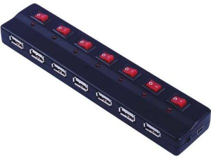 PremiumCord USB 2.0 HUB 7-portový s ext. napájaním a vypínači portov ku2hub7sw