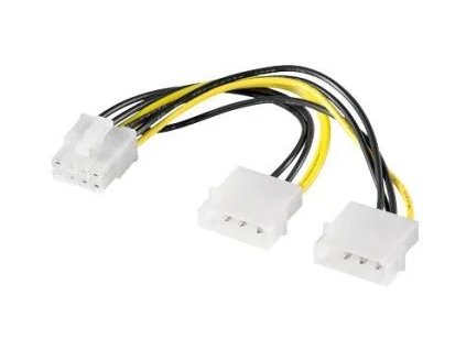 Redukcia napájania PremiumCord 2x5,25" Molex - 8 pinov pre grafické karty PCI-E
