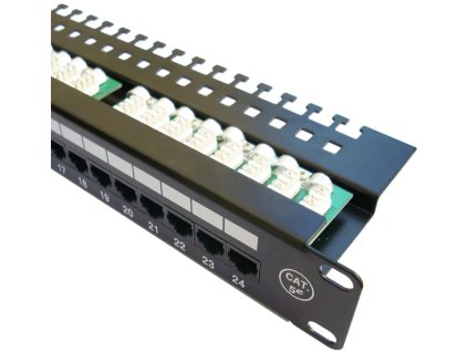 DATACOM Patch panel 19" UTP 24 portov CAT5E LSA 1U BK (3x8p) horná žiara