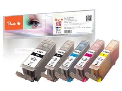 Peach Combi Pack s čipom kompatibilný s Canon PGI-525, CLI-526 314256
