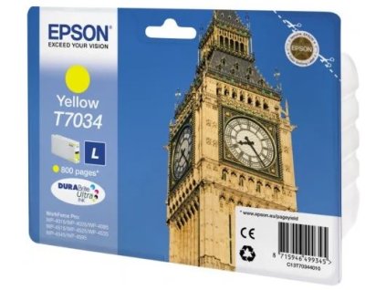 Epson T7034 L Yellow, až 800 strán, pre série WP4000/4500 (WP-4015,WP-4025,WP-4515,WP-4525,WP-4535,WP-4545) - originálne C13T7034