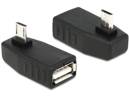 Delock Adaptér USB microUSB samec > USB 2.0 samica, OTG, 90° obdĺžnikový (65474)