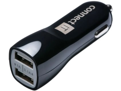 Connect IT InCarz Premium nabíjačka do auta 2xUSB 3,1A+1A, čierna