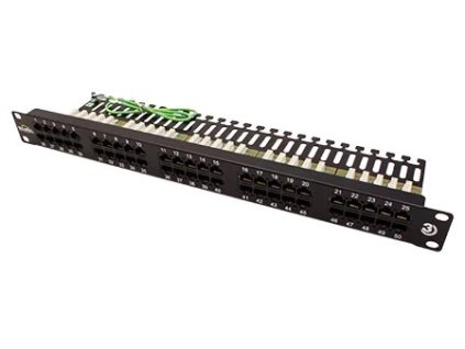 SOLARIX ISDN panel, 25 x RJ45, čierny, 1U SX25-ISDN-BK