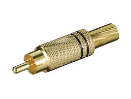 Konektor Cinch M pozlátený, čierny pruh