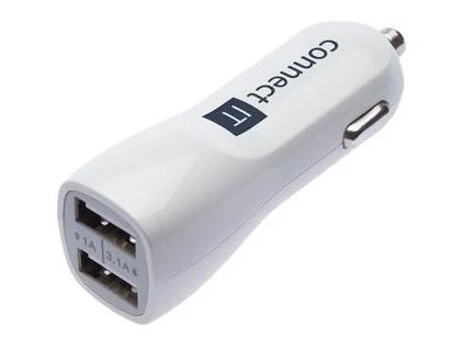 Connect IT InCarz Premium nabíjačka do auta 2xUSB 3.1A+1A, Biela CI-708