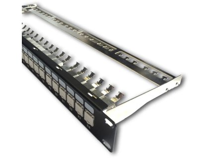 DATACOM Patch panel 19" STP 24 portov CAT6A 1U BK / VL bez náradia