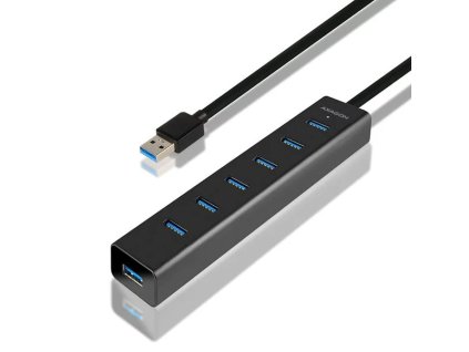 AXAGON HUE-SA7BP 7x USB3.0 Alu Charging húb, čierny