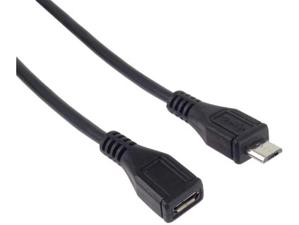 Predlžovací kábel PremiumCord micro USB 2.0 samec - samica, čierny 2 m
