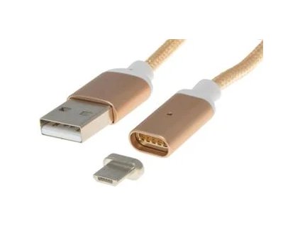 PremiumCord Magnetický nabíjací a dátový kábel micro USB 2.0, A-B, 1 m, zlatý