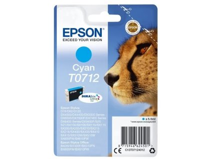 Epson T0712 Cyan 5,5ml pre Stylus D78/DX4000/DX5000/DX6000/DX7000F - originálne C13T07124012