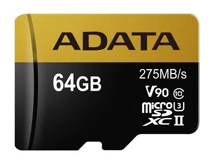 ADATA MicroSDXC Premier ONE 64GB UHS-II U3 Class 10 + SD adaptér AUSDX64GUII3CL10-CA1