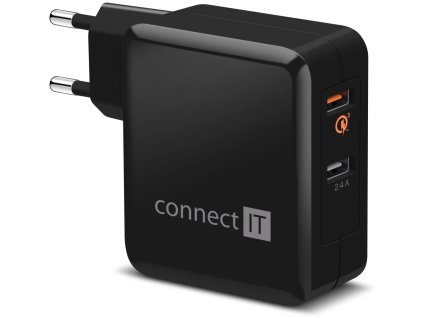 Connect IT Quick Charge 3.0, 2x USB (3,4A), čierny CWC-3010-BK
