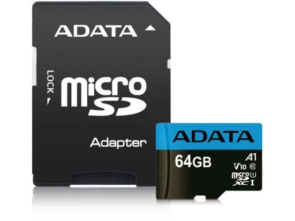 ADATA Premier microSDXC 64GB UHS-I Class10 A1 85/25MB/s + SD adaptér AUSDX64GUICL10A1-RA1