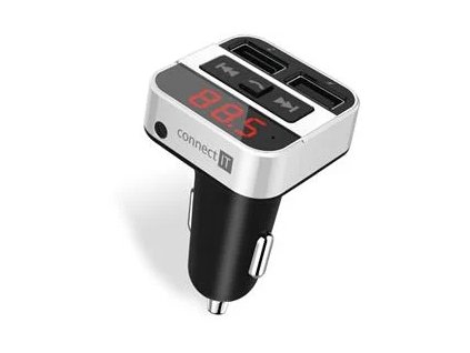 CONNECT IT InCarz Bezdrôtový FM vysielač, 2xUSB+3,5 mm AUX, STRIEBORNÝ