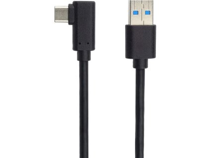 Kábel PremiumCord USB typu C/M so zahnutým konektorom 90° - USB 3.0 A/M, 2 m
