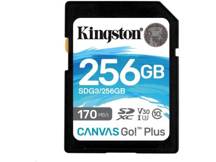 Kingston SDXC 256GB Canvas Go! Plus UHS-I U3 V30 rýchlosť až 170MB/s SDG3/256GB