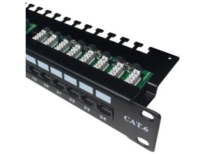 DATACOM Patch panel 19" UTP 24 port CAT6 LSA 1U BK (3x8p) horný 3094