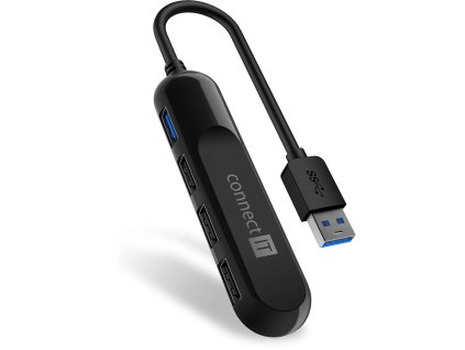 Connect IT USB-A húb USB 3.0, externý, čierny CHU-4000-BK