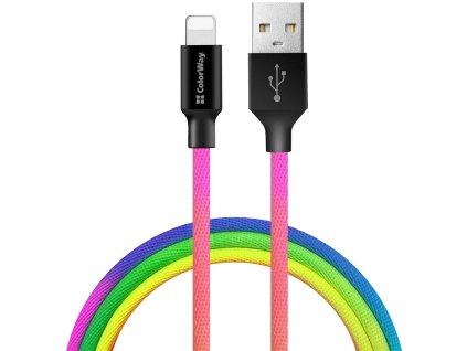 ColorWay USB 2.0 - Lightning kábel 1m 2.4A, viacfarebný CW-CBUL016-MC