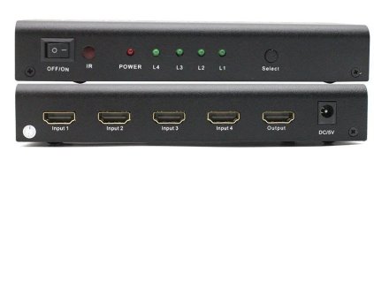 PremiumCord HDMI switch 4:1 s audio výstupy ( stereo, Toslink, coaxial ) khswit41c