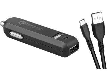 AVACOM CarMAX 2 nabíjačka do auta 2x Qualcomm Quick Charge 2.0, čierna farba (micro USB kábel) NACL-QC2XM-KK
