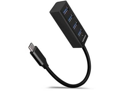 AXAGON HUE-M1C, 4x USB 3.2 Gen 1 MINI húb, kovový, kábel USB-C 20cm