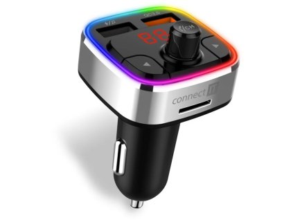 CONNECT IT CarRGB Bezdrôtový FM vysielač, 2xUSB+MicroSD, STRIEBORNÝ