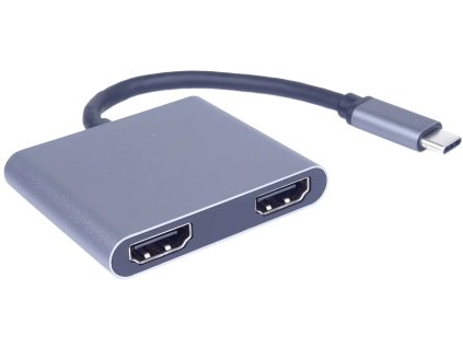 PremiumCord MST adaptér USB-C 2x HDMI, USB3.0, PD, rozlíšenie 4K a FULL HD 1080p ku31hdmi13