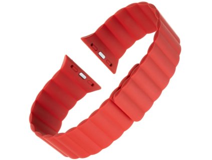 Silikónový remienok FIXED Magnetic Strap s magnetickým zapínaním pre Apple Watch 42 mm/44 mm, červený FIXMST-434-RD