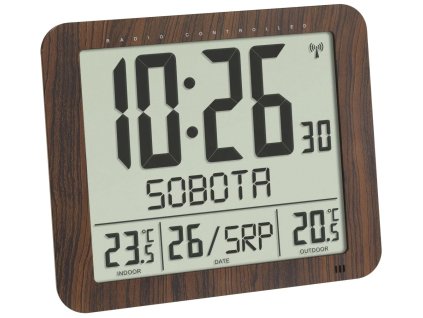 TFA Nástenné hodiny DCF s vonkajším čidlom teploty a s českým dnom v týždni TFA60.4518.08