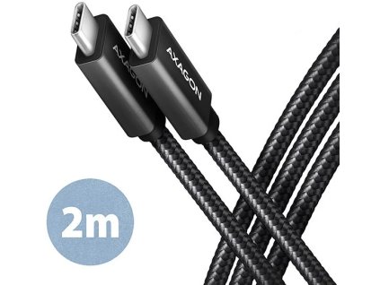 AXAGON BUCM32-CM20AB, SPEED+ kábel USB-C <-> USB-C, 2 m, USB 20Gbps, PD 100W 5A, 4k HD, ALU, opletenie, čierny