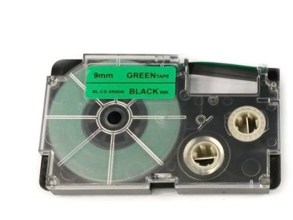 Allprint pre Casio, XR-9GN1, 9 mm x 8 m, čierna tlač / zelený podklad