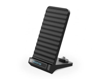 Aligátor stojan s bezdrôtovým nabíjaním 15W a USB-C konektorom, 2v1, čierny CHQ001
