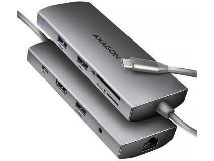 584375 axagon hmc 8hlsa rozbocovac usb 5gb s 3x usb a hdmi 4k 60hz rj 45 glan sd microsd audio pd 100w
