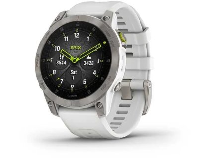 Garmin epix Sapphire, titánový/biely silikónový remienok