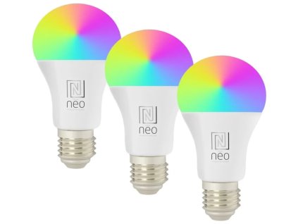 IMMAX NEO LITE SMART set 3x žiarovka LED E27 11W RGB CCT farebná a biela, stmievateľná, Wi-Fi, TUYA