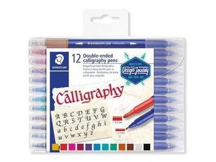 STAEDTLER Kaligrafické fixky "Calligraph Duo", sada, 12 farieb, 2,0/3,5 mm, obojstranné