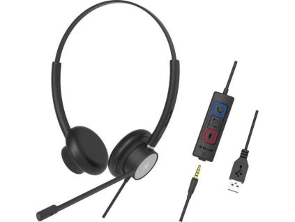 Drôtová náhlavná súprava Tellur Voice 420, binaurálna, USB/3,5 mm jack, čierna