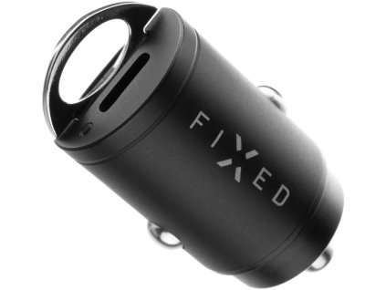 FIXED nabíjačka do auta s výstupom 2xUSB-C v miniatúrnom vyhotovení, podpora PD, 30 W, čierna