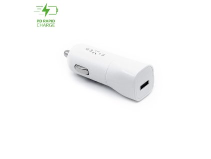 Nabíjačka do auta FIXED s výstupom USB-C a podporou PD, 18 W, biela